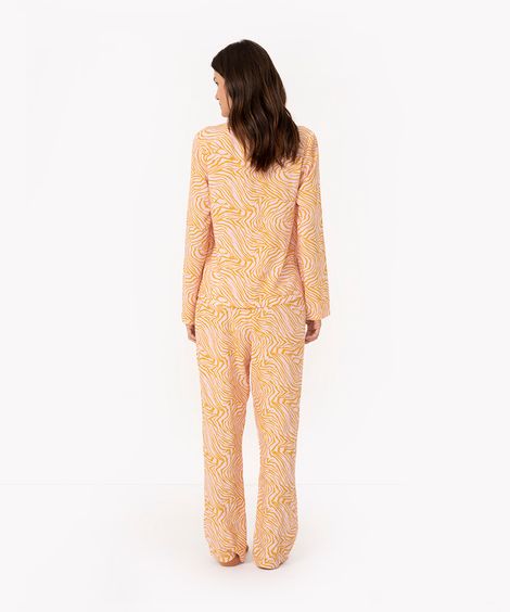 pijama americano de viscose animal print rosa