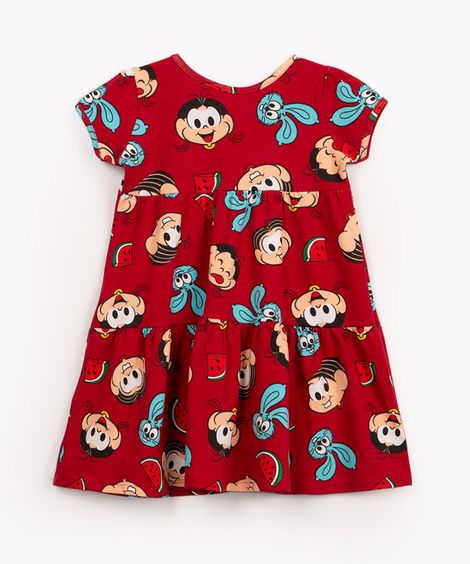 vestido infantil de algodão monica e magali vermelho