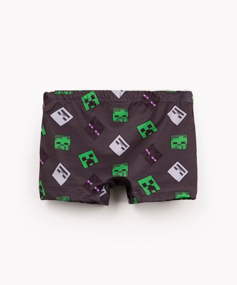 sunga boxer infantil minecraft proteção uv cinza