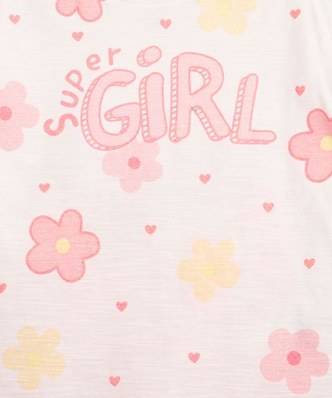conjunto de algodão girl manga longa off white