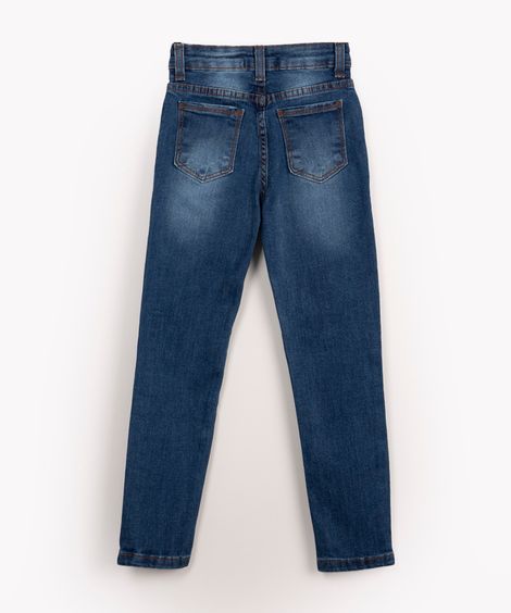 calça jeans skinny infantil com bolsos azul médio