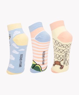 kit de 3 meias Toy story cano baixo multicor