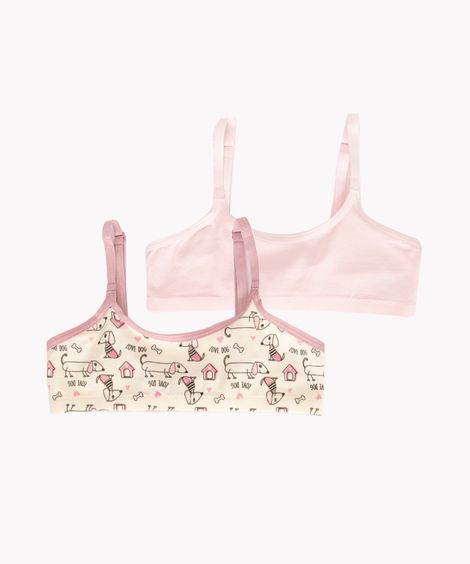 kit de 2 sutiãs infantil cachorrinho miss delrio multicor