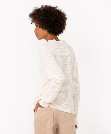 suéter de tricot chenille texturizado - off white