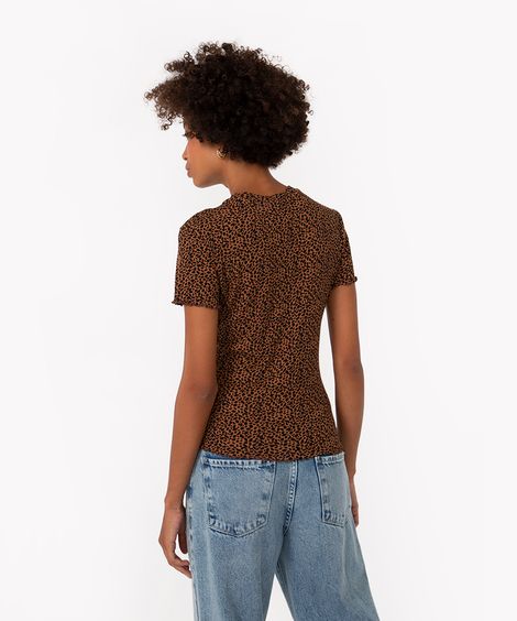 blusa canelada animal print caramelo