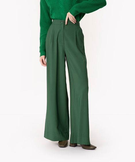 calça de viscose wide cintura super alta verde