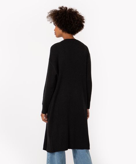 cardigan de tricô canelado alongado preto