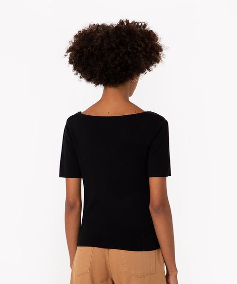 blusa feminina de viscose decote reto preta