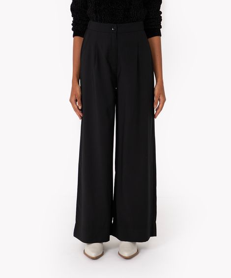 calça de viscose wide cintura super alta preto