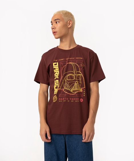 camiseta de algodão manga curta star wars marrom