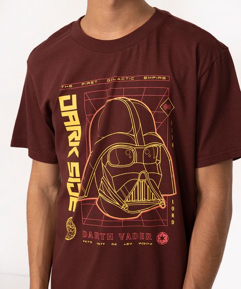 camiseta de algodão manga curta star wars marrom