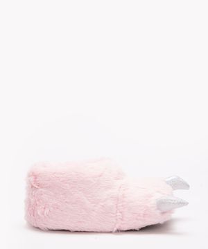 pantufa infantil pata de pelúcia rosa