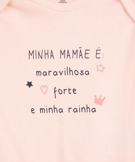 body infantil de algodão manga longa minha mamãe rosa