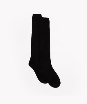 meia de tricô cano longo preto