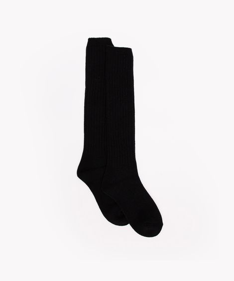 meia de tricô cano longo preto