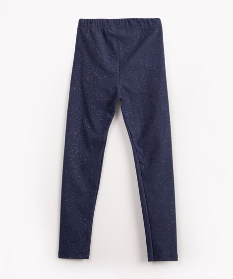 calça jeans legging infantil com glitter azul médio