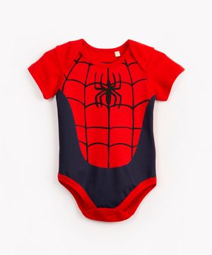 body infantil homem aranha manga curta vermelho