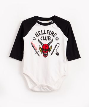 body infantil hellfire stranger things manga longa off white