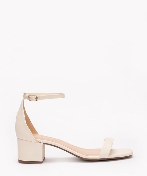 sandália de pu salto baixo grosso via uno off white