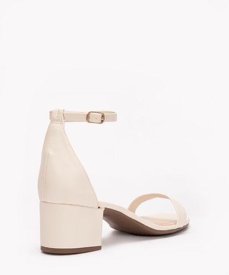 sandália de pu salto baixo grosso via uno off white