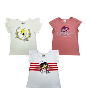 Kit 3 Blusas Camiseta Infantil Roupa de Bebê Menina