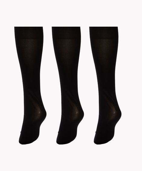 kit de 3 meias cano longo de poliamida preto