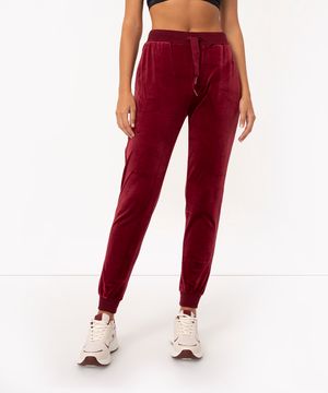 calça de plush jogger cintura alta esportiva ace vinho