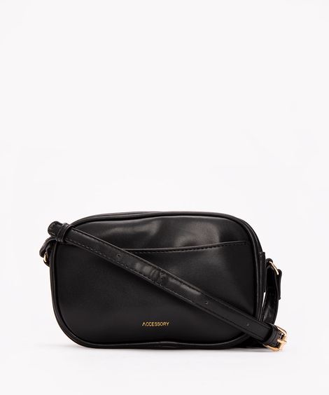 bolsa cross de pu com dois bolsos preta