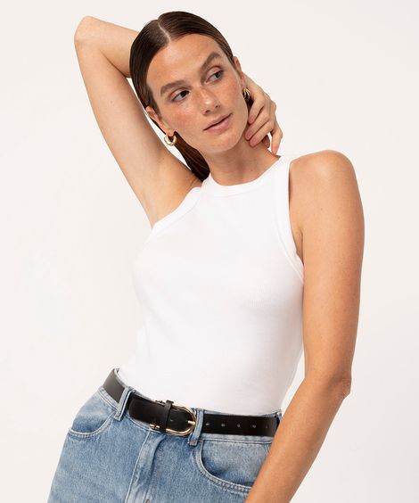 regata canelada cropped halter neck off white