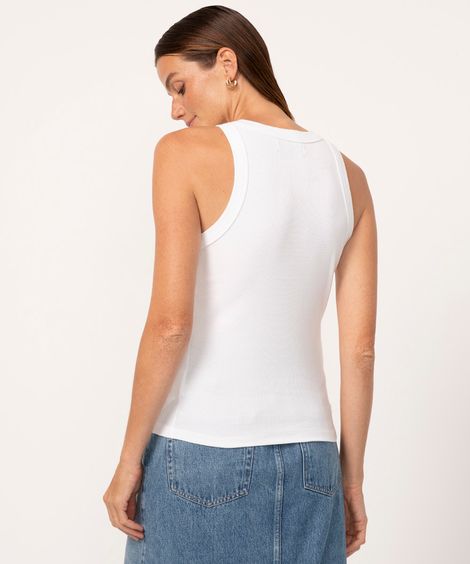 regata canelada cropped halter neck off white