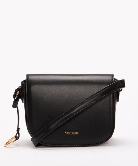 bolsa crossbody com aba preto