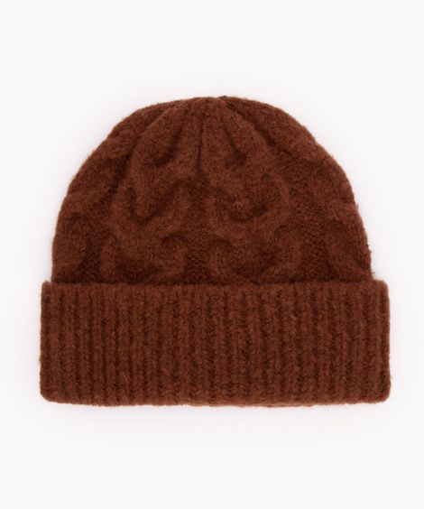 gorro de tricô trançado marrom