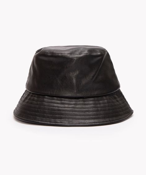 chapéu bucket de pu preto
