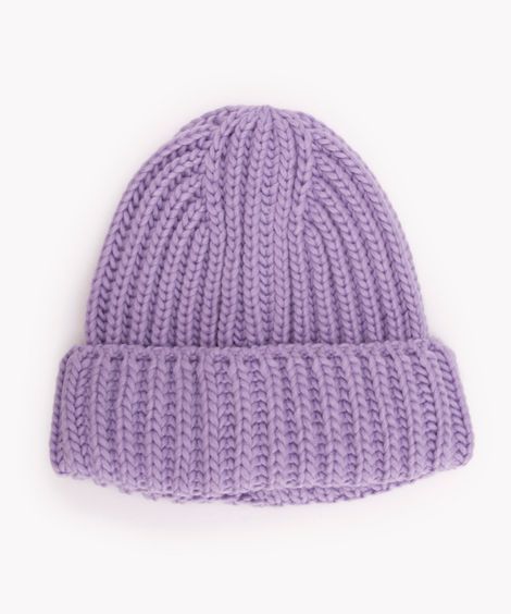 gorro de tricô canelado lilás