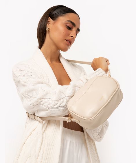 bolsa cross de pu com dois bolsos off white
