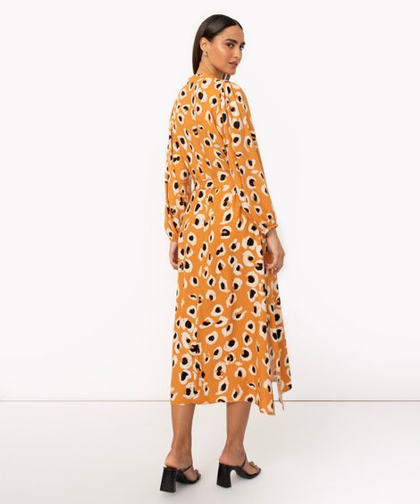 vestido chemise midi de viscose animal print