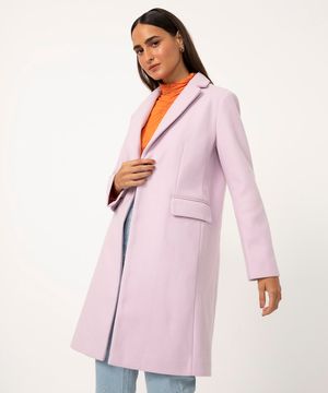 casaco sobretudo com bolsos lilás