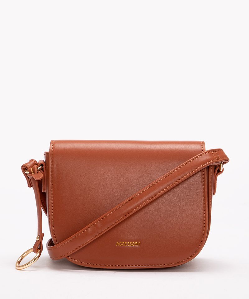 bolsa crossbody com aba marrom C A