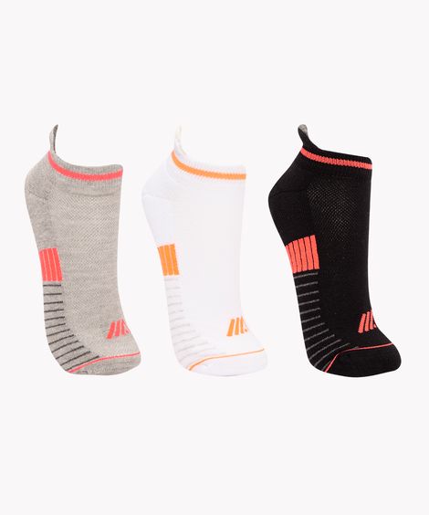 kit de 3 pares de meias cano baixo esportiva multicor