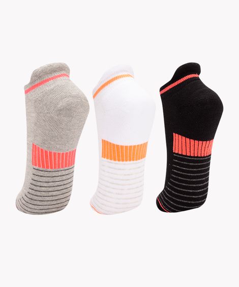 kit de 3 pares de meias cano baixo esportiva multicor