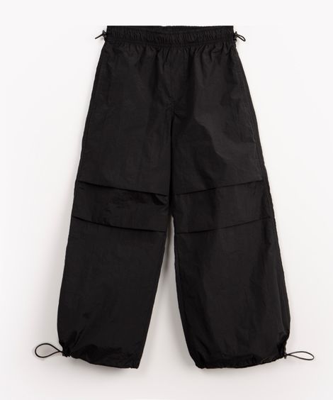 calça parachute infantil com bolsos preto