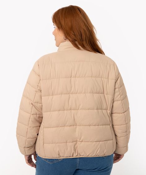 jaqueta puffer plus size  bege claro
