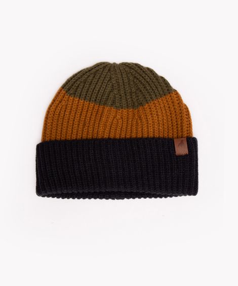 gorro infantil de tricot listrado com dobra multicor