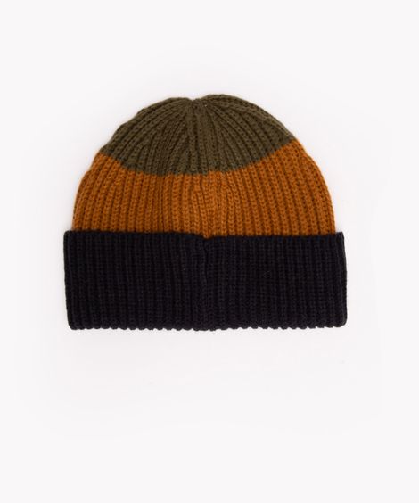 gorro infantil de tricot listrado com dobra multicor