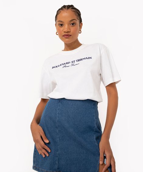 camiseta de algodão manga curta boulevard off white