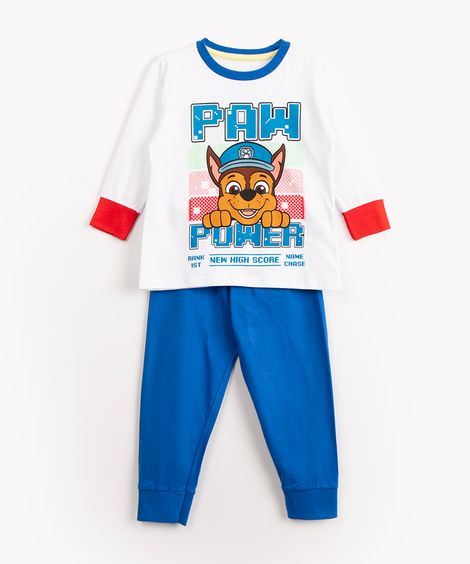 pijama infantil de algodão patrulha canina manga longa off white