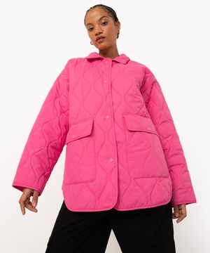 jaqueta alongada matelassê ondulado pink