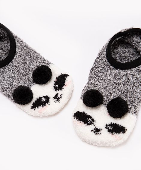 meia sapatilha infantil panda antiderrapante multicor