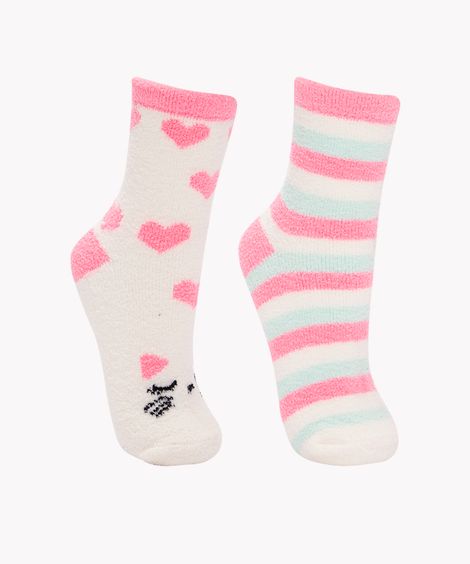 kit de 2 pares de meias infantis gatinha multicor