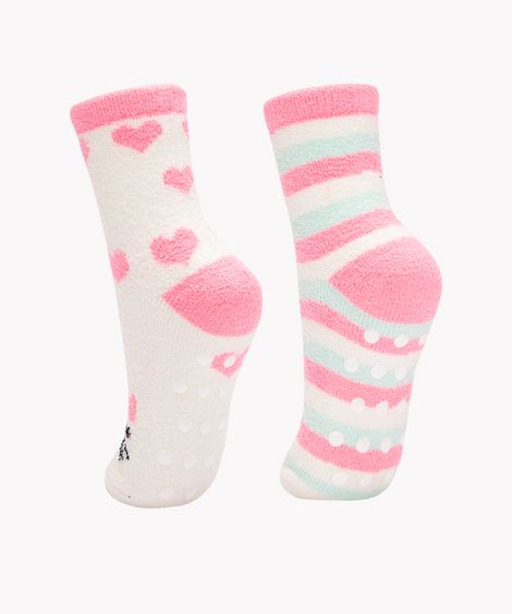 kit de 2 pares de meias infantis gatinha multicor